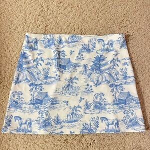 Edikted blue and white printed mini skirt